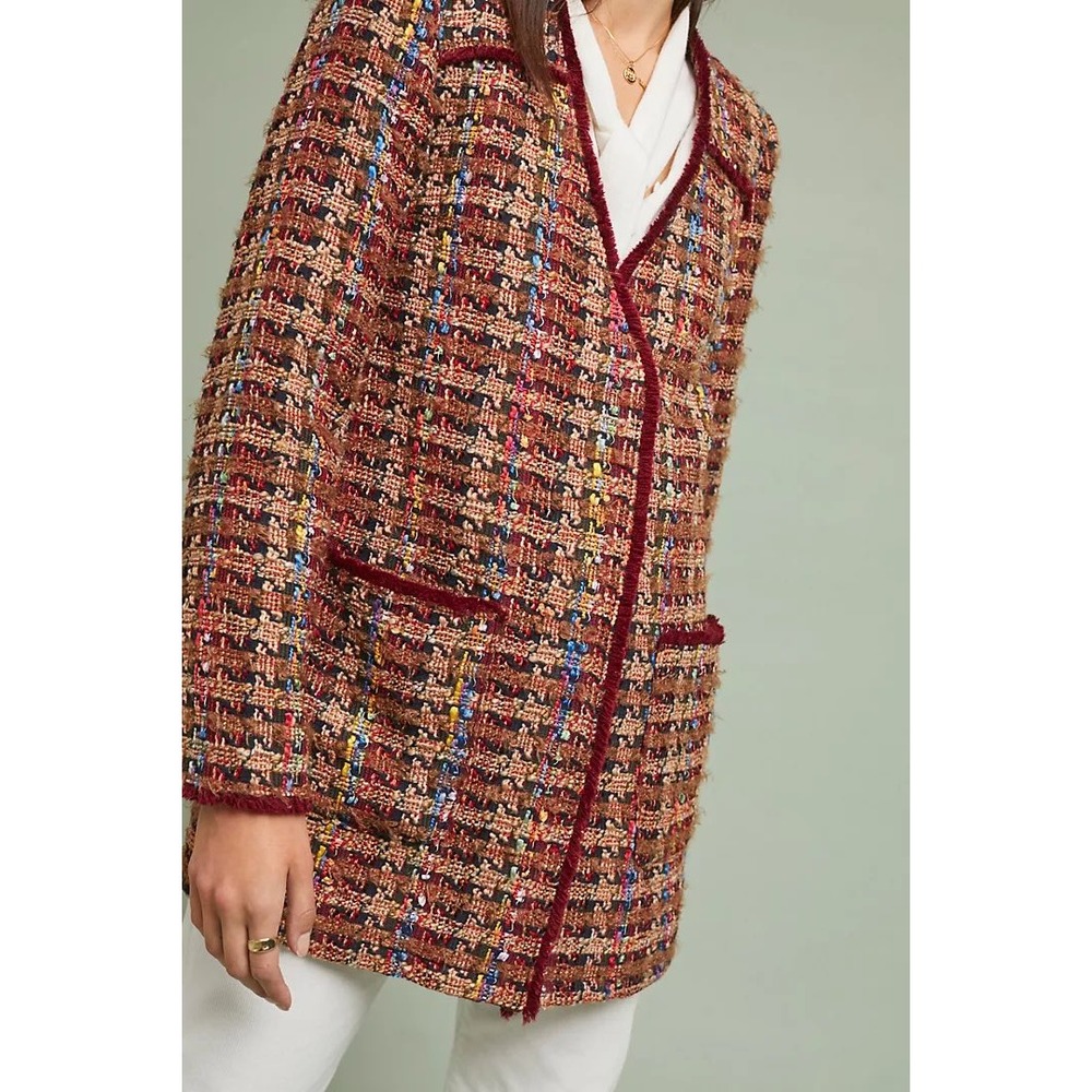 Anthropologie ett:twa Sz XL Harlequin Multicolor Tweed Wool Blend Blazer Jacket